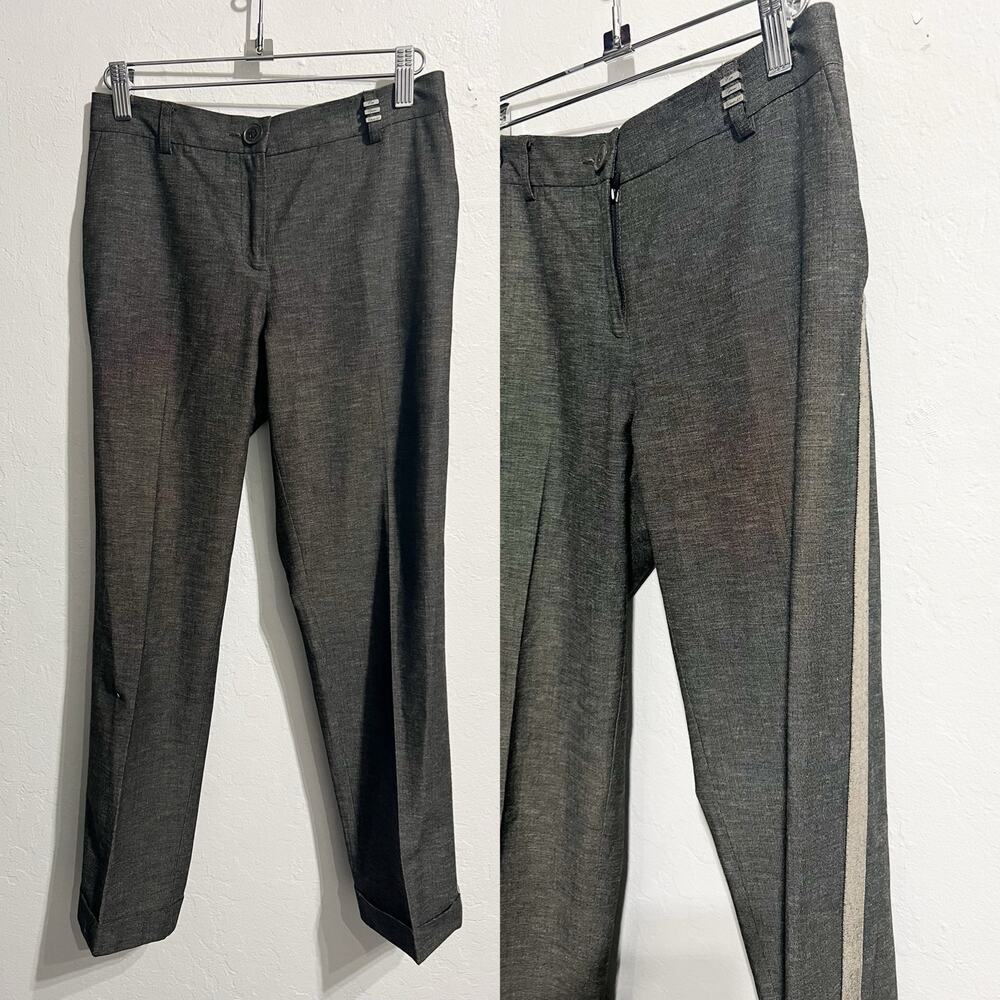 Cop Copine Pants Trouser XS Stripe Straight Sodina Low Rise Ankle Slim Brown